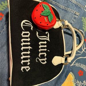 Juicy Couture Black and White Shoulder Bag with Red Accent